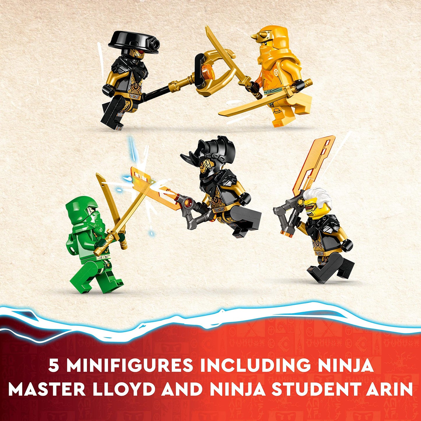 LEGO NINJAGO Lloyd and Arin’s Ninja Team Mechs Building Toy Set, Featuring 2 Battle Mechs and 5 Minifigures, Gift for Imaginative Boys and Girls Ages