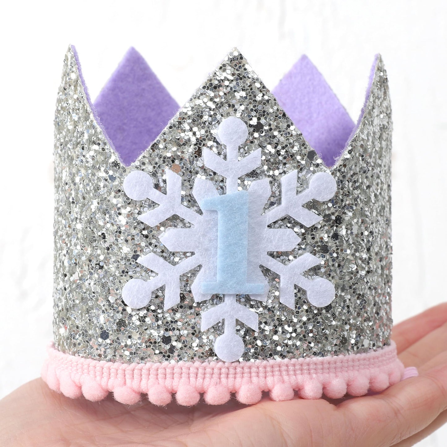Rweseo Winter Onederland First Birthday Crown,Snowflake 1st Birthday Crown