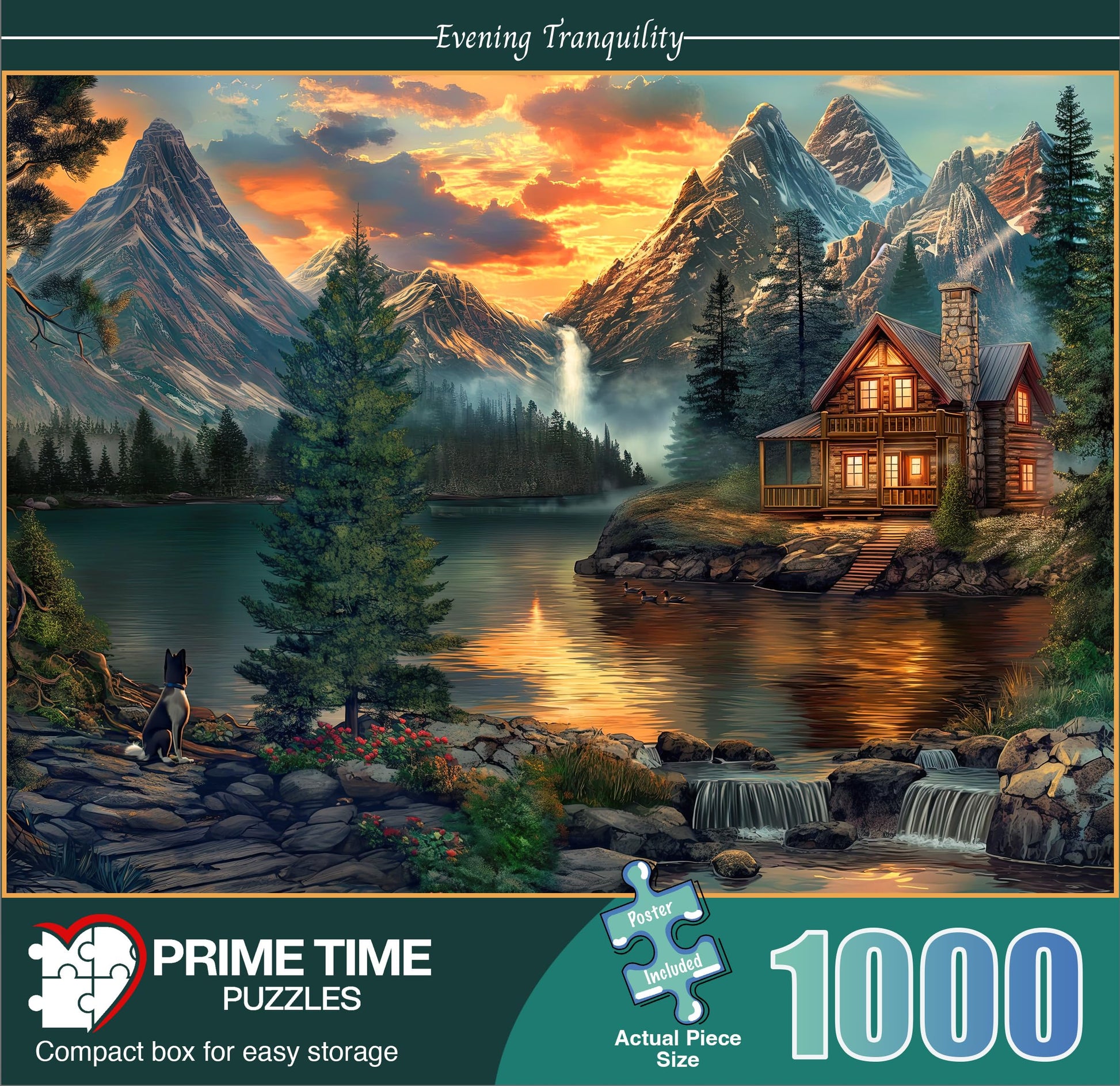 Prime Time Puzzles Adult Jigsaw Puzzle 1000 Piece Mountain Cabin