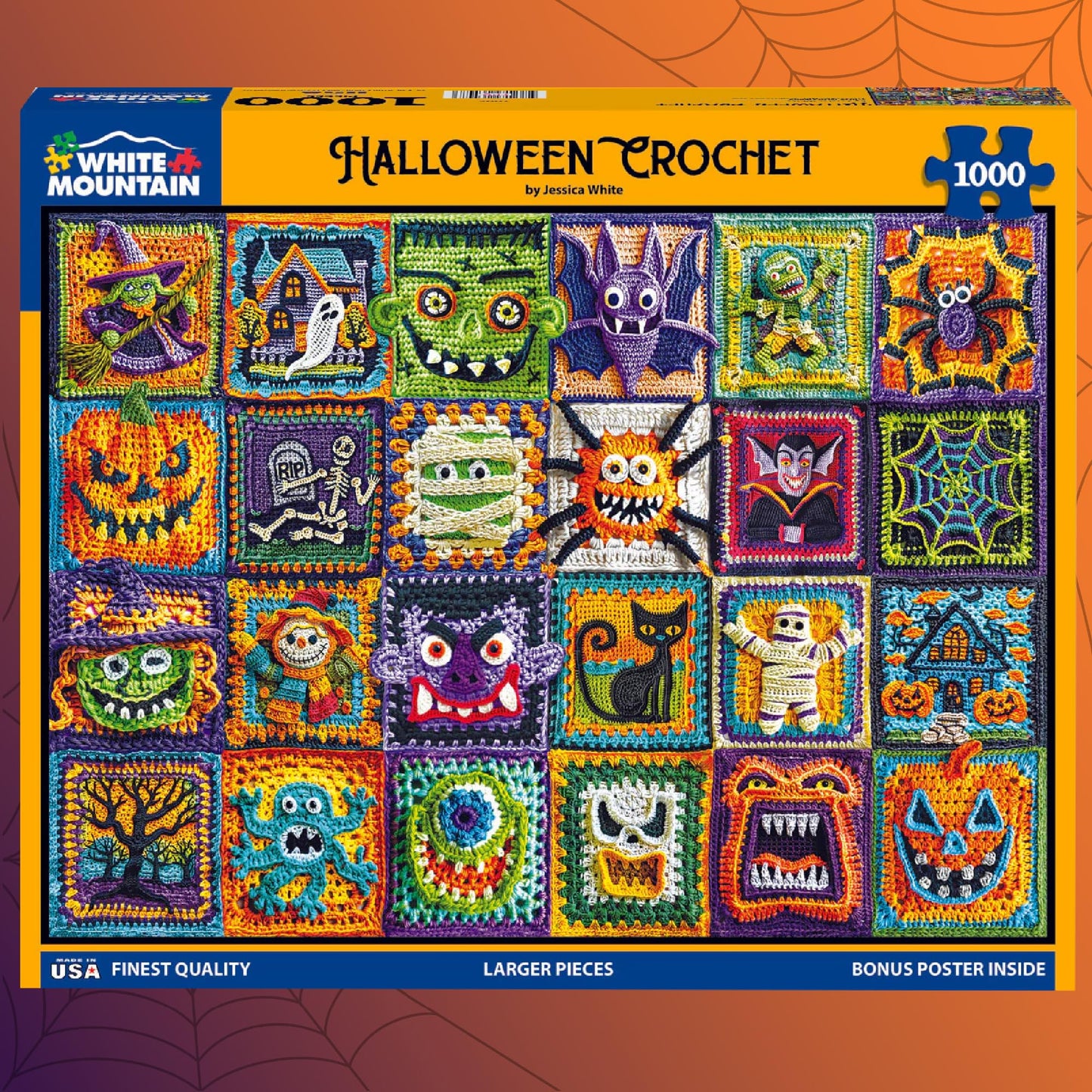 White Mountain 1000 Piece Jigsaw Puzzle Spooky Monster, Halloween Crochet
