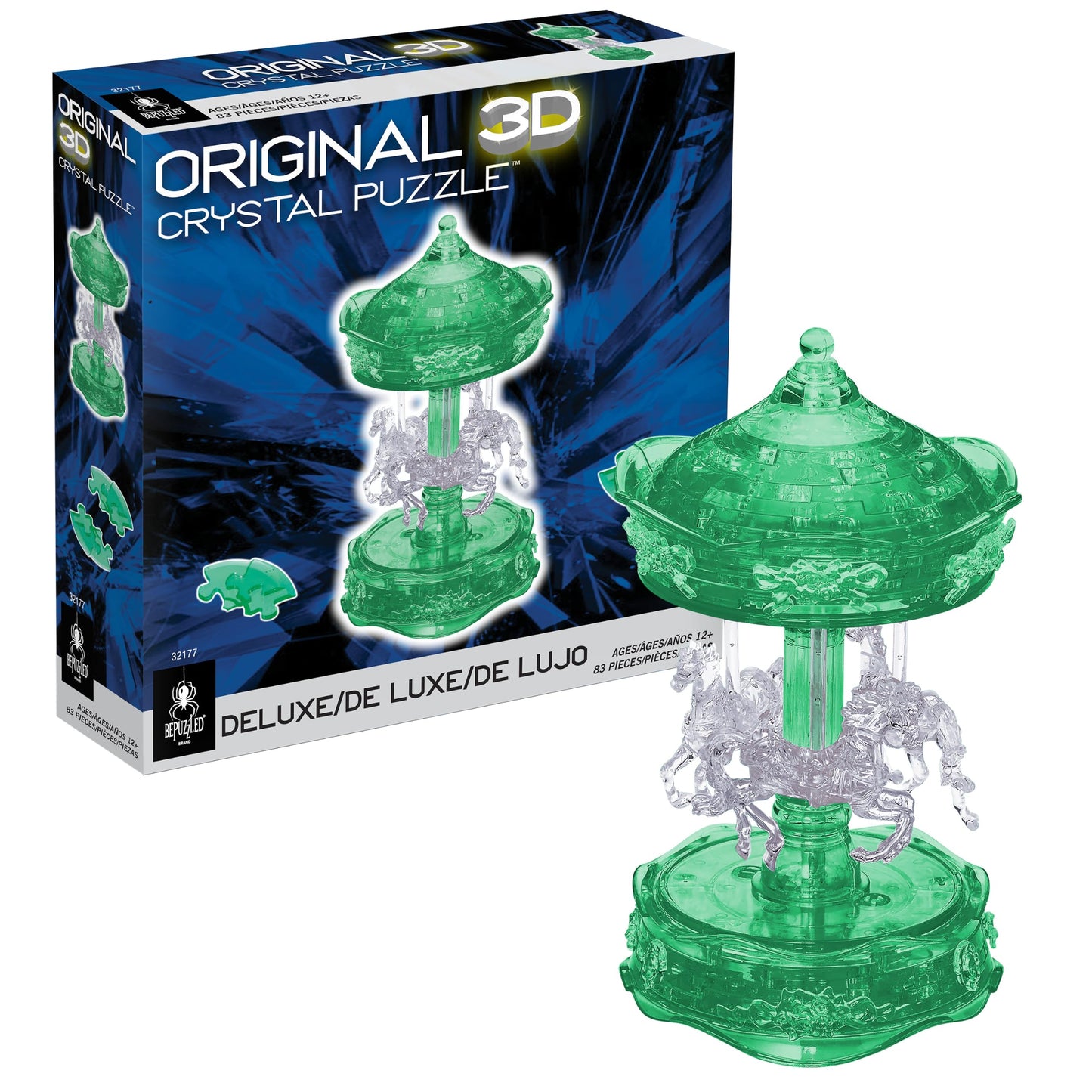 Green Carousel Crystal 3D Puzzle Deluxe, 83-Pc Brain Teaser Ages 12+