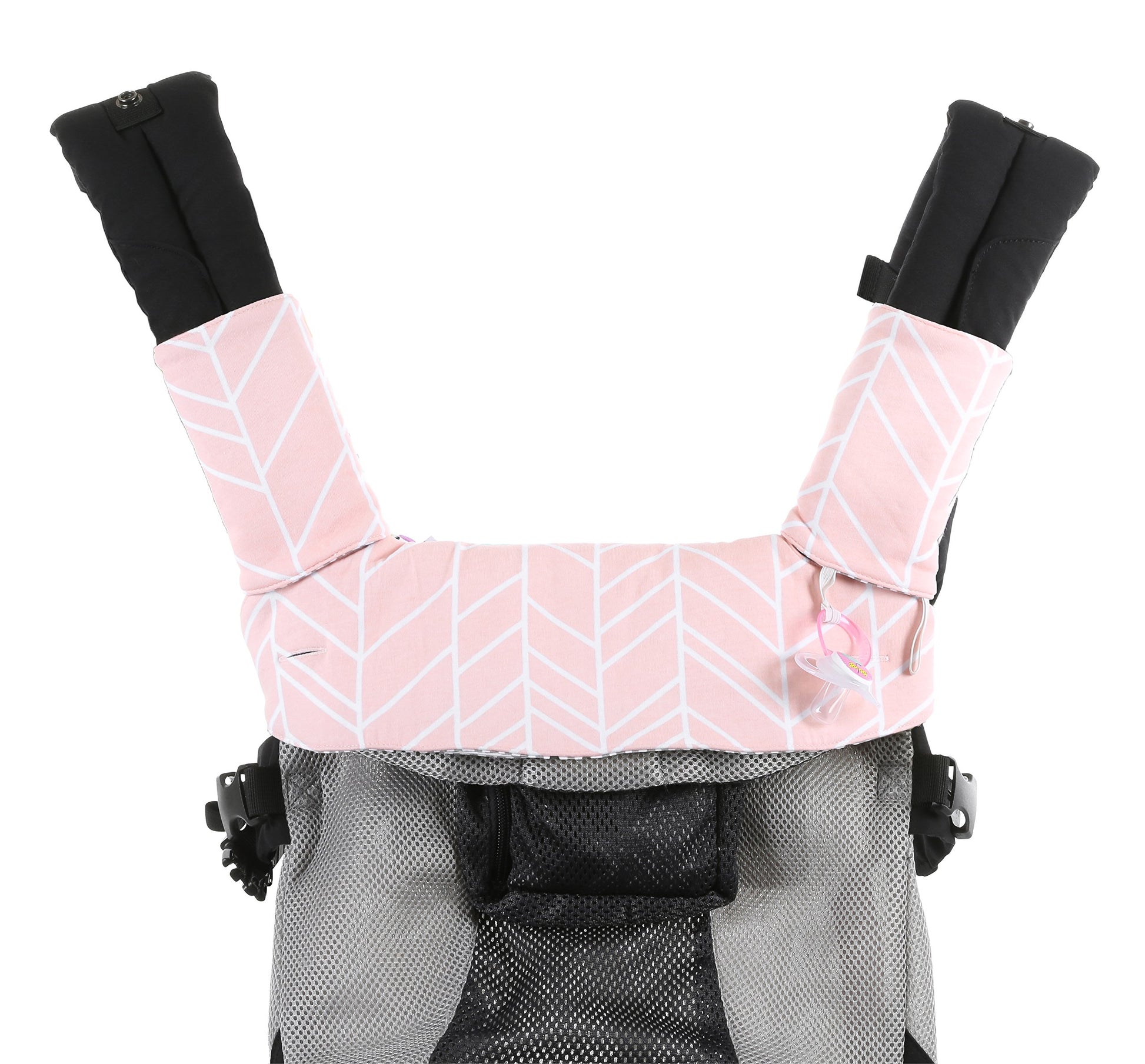 Premium Drool and Teething Reversible Cotton Pad | Fits Ergobaby Four Position 360 + Most Baby Carriers | Pink Herringbone Design | Hypoallergenic |
