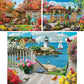 Bits and Pieces - Value Set of Three 500 Piece Jigsaw Puzzles for Adults - Autumn Well Wishes, Seacost Serenity, Floral Fantasy Jigsaw Puzzles by