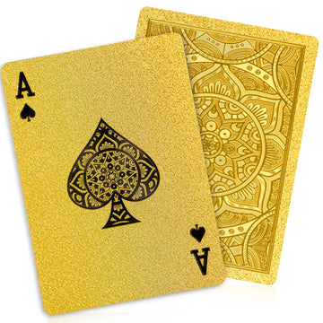 Gold Playing Cards, Plastic Playing Cards Waterproof, Deck of Cards, Standard Playing Card for Adults, Cool Premium Poker Card Set for Family Game