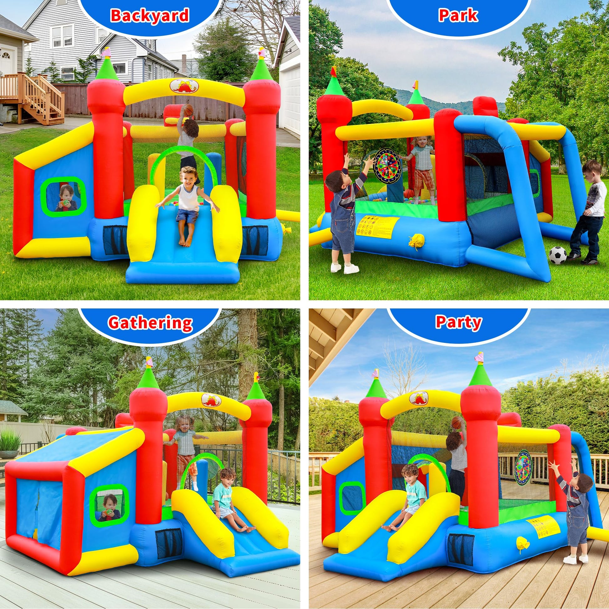 WELLFUNTIME Inflatable Bounce House,Jumping Castle Slide with Blower,Kids Bouncer with Ball Pit