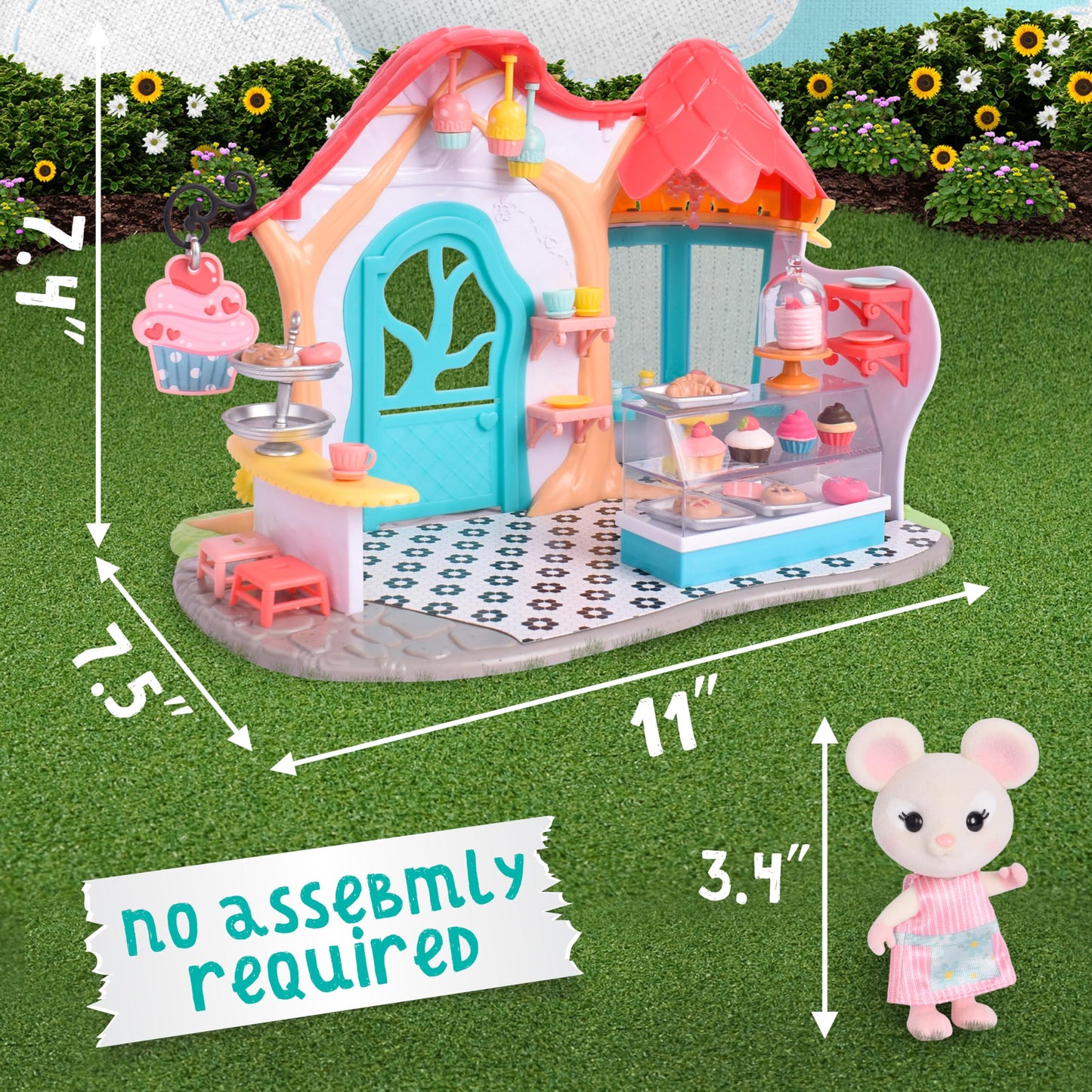 Honey Bee Acres Pastry Shop, Complete Set with Miniature Doll Figure, 35 Pieces , Ages 3+