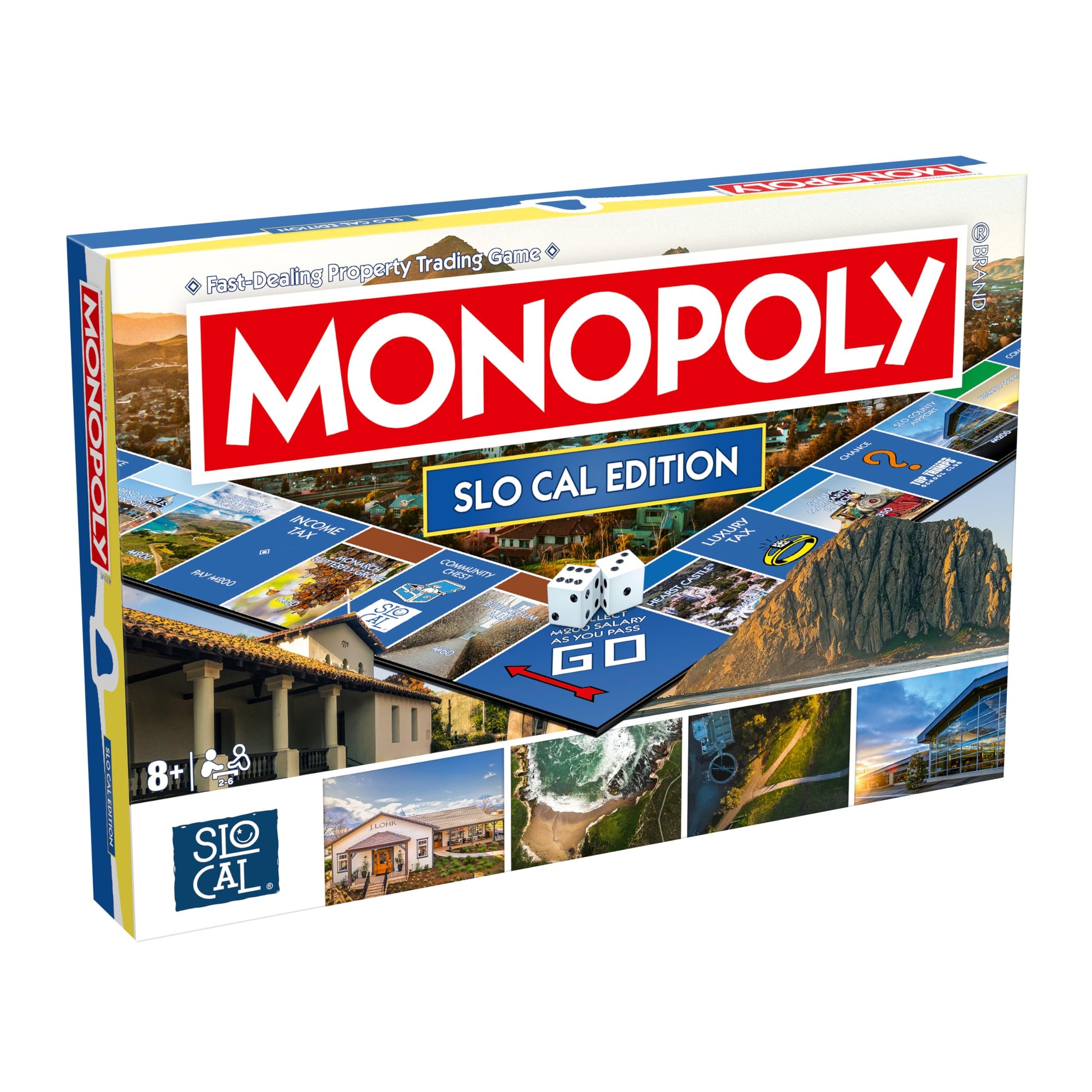 Monopoly Board Game SLO Cal Edition : 2-6 Players Family Board Games for Kids and Adults, Board Games for Kids 8 and up, for Kids and Adults, Ideal