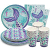 Royal Bluebonnet Mermaid Party Plates - 24 Sets of Purple Mermaid Paper Plates and Napkins Supplies, Sturdy 400 GSM Paper Products for Under the Sea