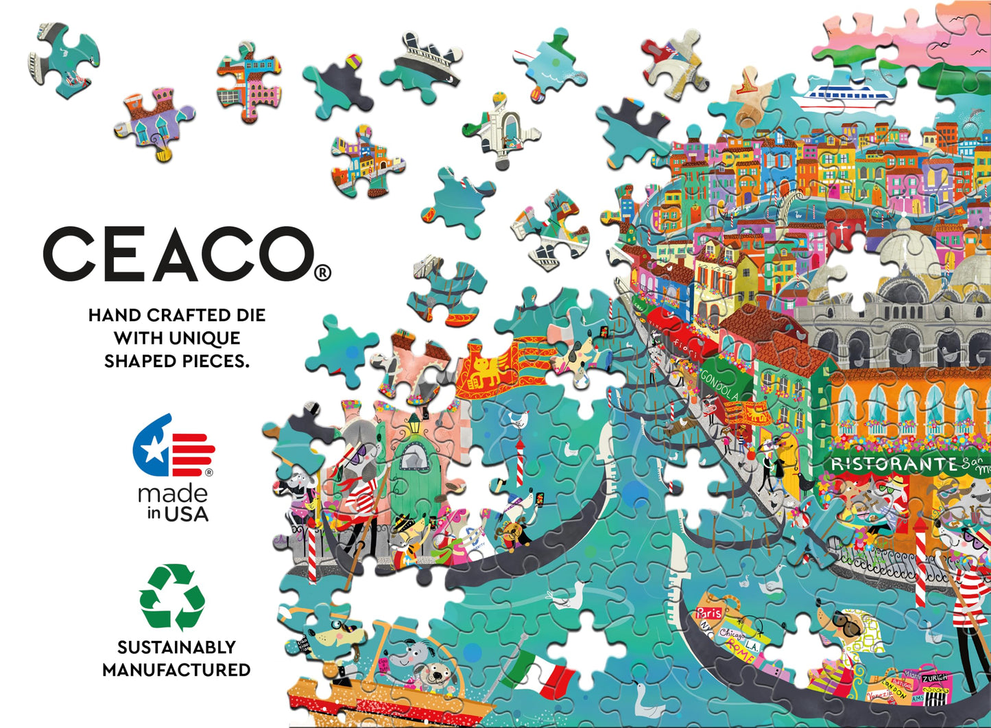 Ceaco - Venice Dogs - 1000 Large Piece Jigsaw Puzzle for Adults