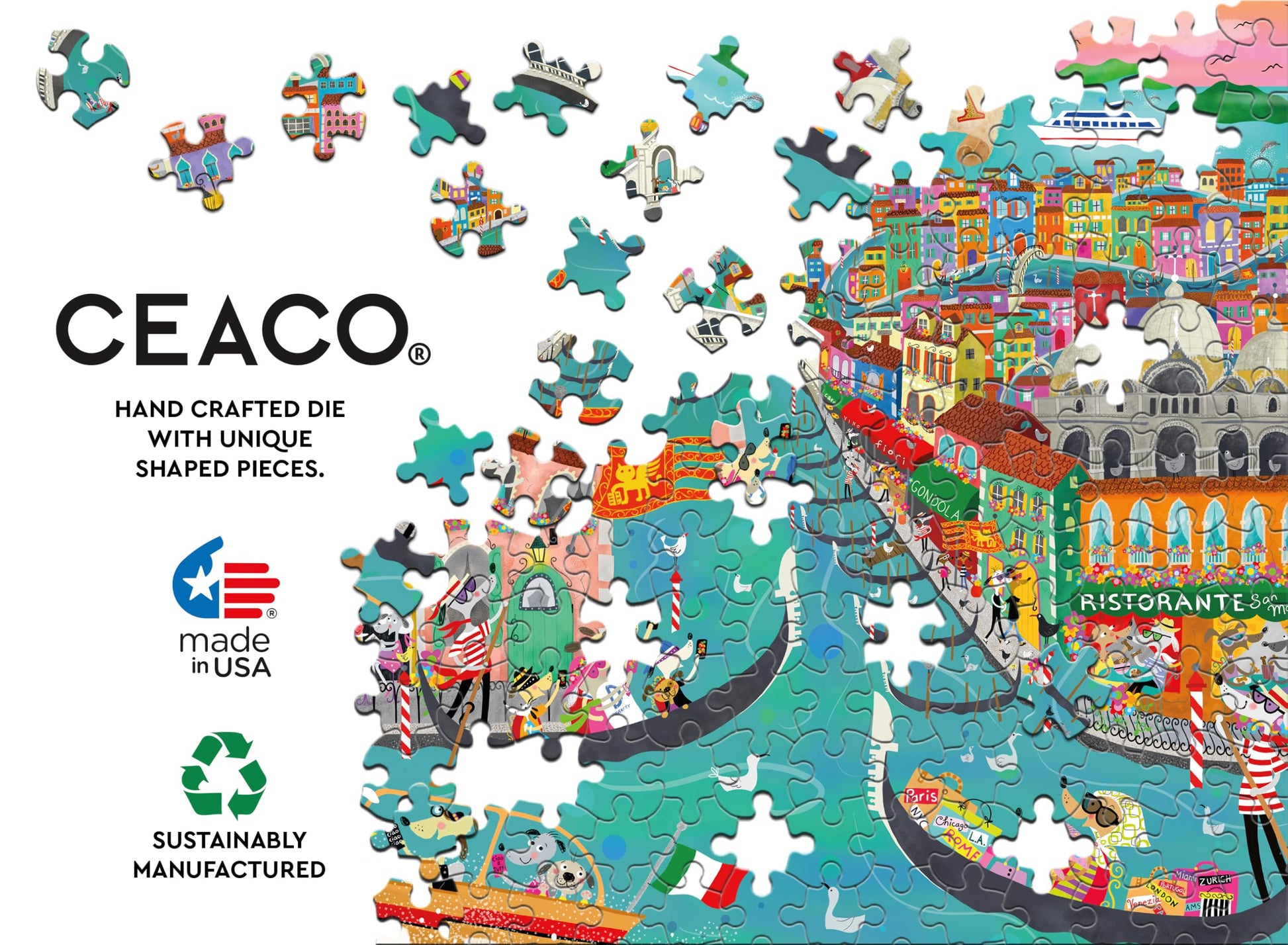 Ceaco - Venice Dogs - 1000 Large Piece Jigsaw Puzzle for Adults