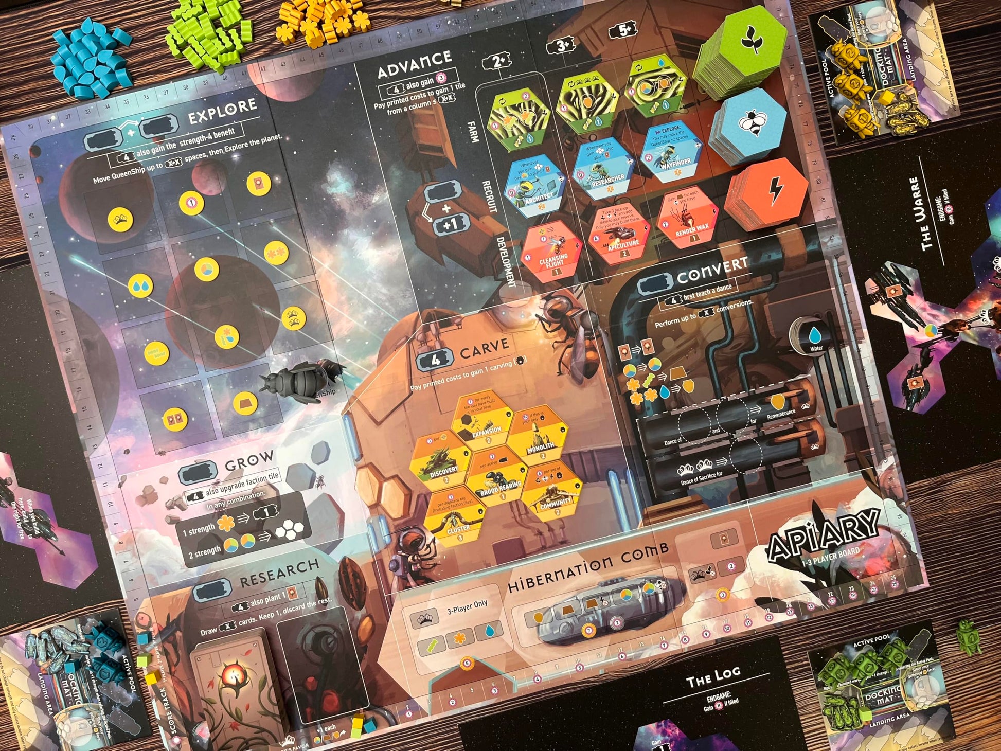 Stonemaier Games: Apiary (Base Game) by Connie Vogelmann | A Strategy Board Game About Hyper Intelligent Bees in Space | Build Your Hive, Explore