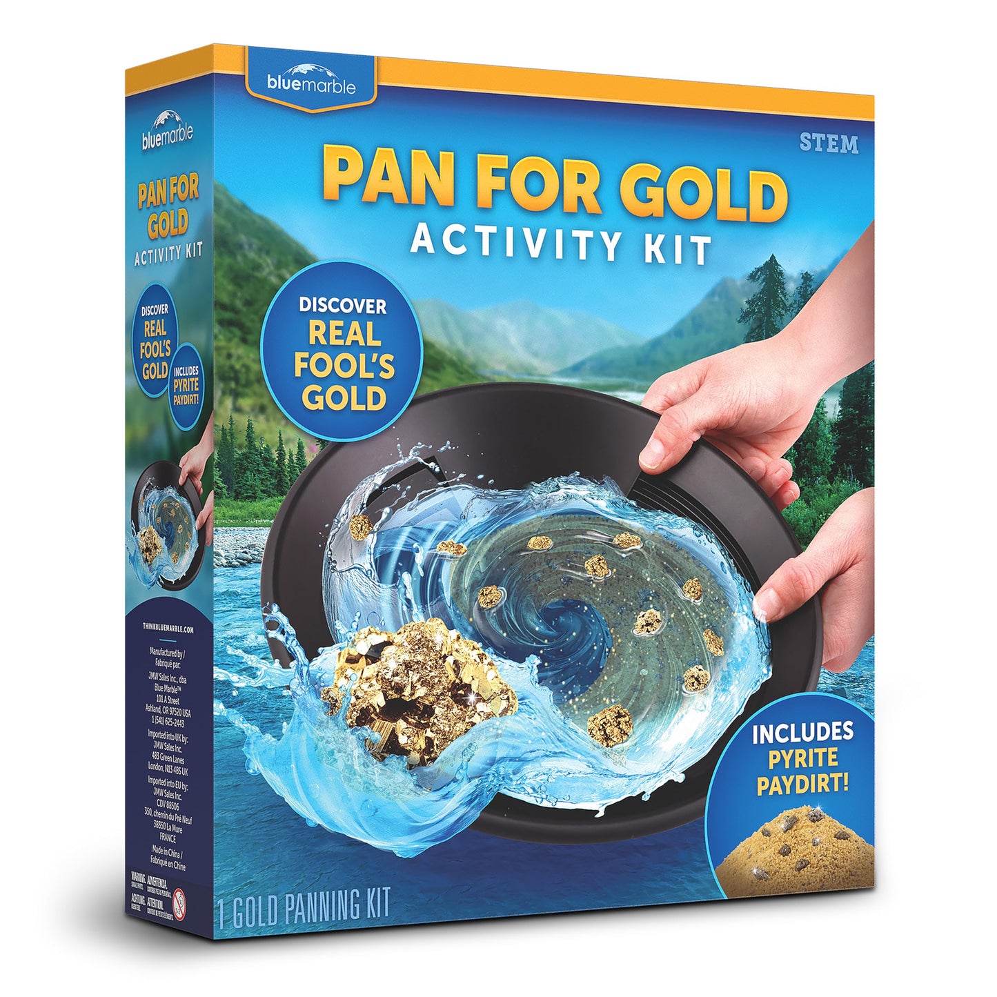 Blue Marble Gold Panning Kit with Real Pyrite Pay Dirt Activity for Kids