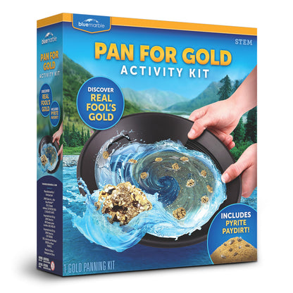 Blue Marble Gold Panning Kit with Real Pyrite Pay Dirt Activity for Kids