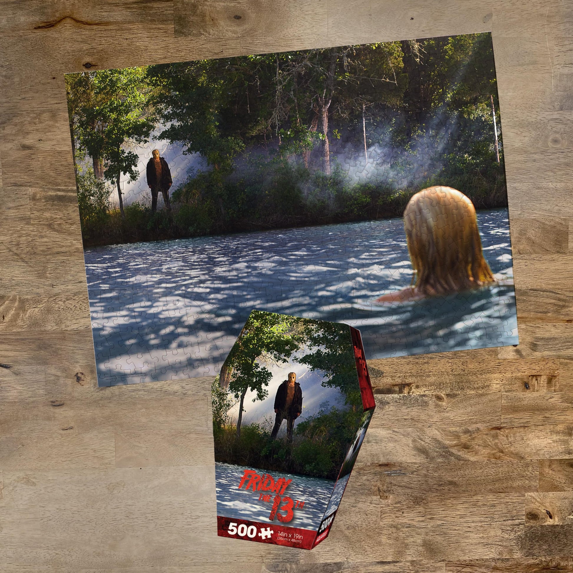 AQUARIUS Friday The 13th Horror Movie 500 Piece Jigsaw Puzzle in Coffin Box