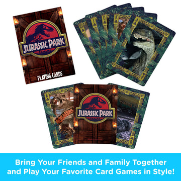 Aquarius Jurassic Park Playing Cards Standard Size - Themed Novelty Deck with 52 Unique Dinosaur Designs - Collectible Merchandise Gift for Teens