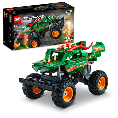 LEGO Technic Monster Jam Dragon Monster Truck Toy for Boys and Girls, 2in1 Racing Pull Back Car Toys for Off Road Stunts, Kids Birthday Gift Idea