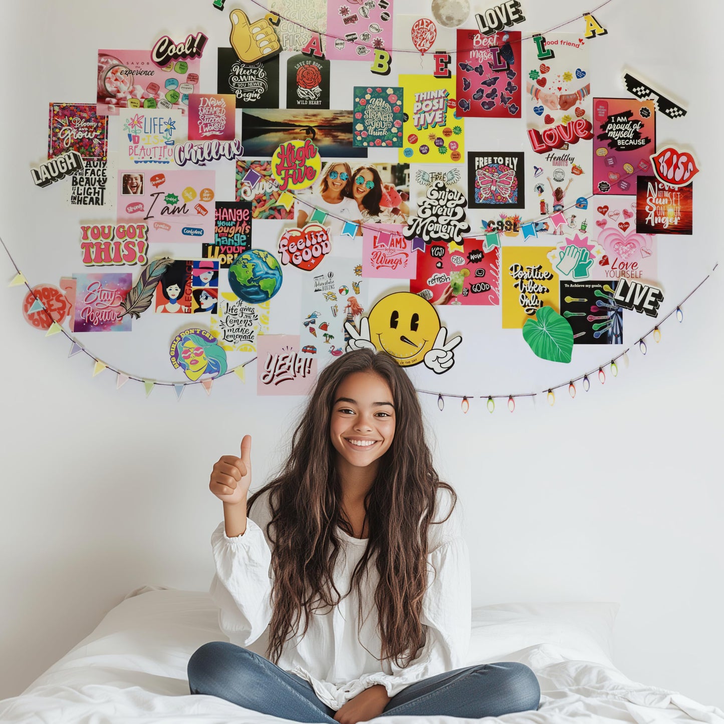 Glow in the Dark Wall Collage Kit for Teen Girls - 1000+ Stickers Teen Girl Room Bedroom Decor, Room Decor for Teen Girls - Teen & Tween Girls Trendy