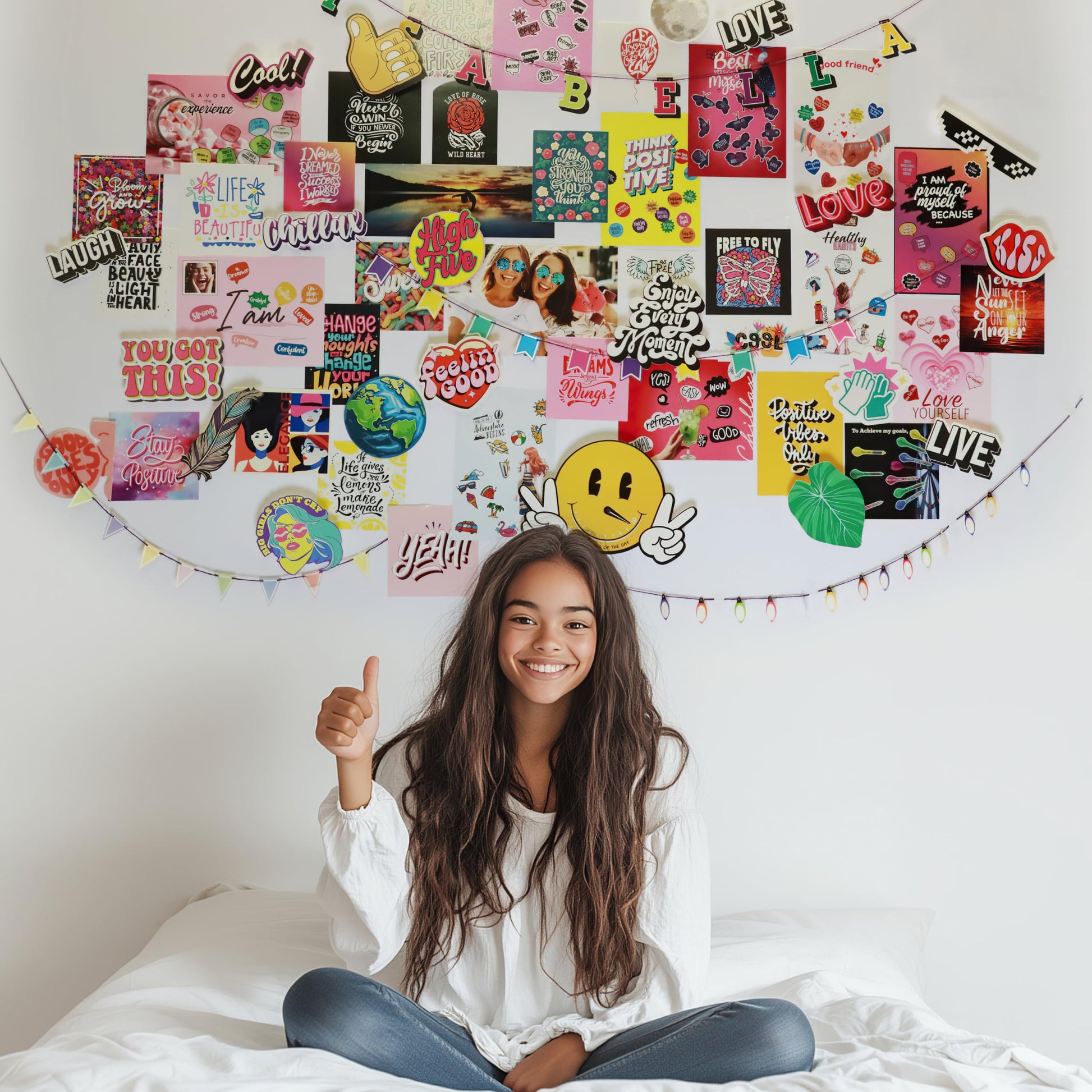Glow in the Dark Wall Collage Kit for Teen Girls - 1000+ Stickers Teen Girl Room Bedroom Decor, Room Decor for Teen Girls - Teen & Tween Girls Trendy