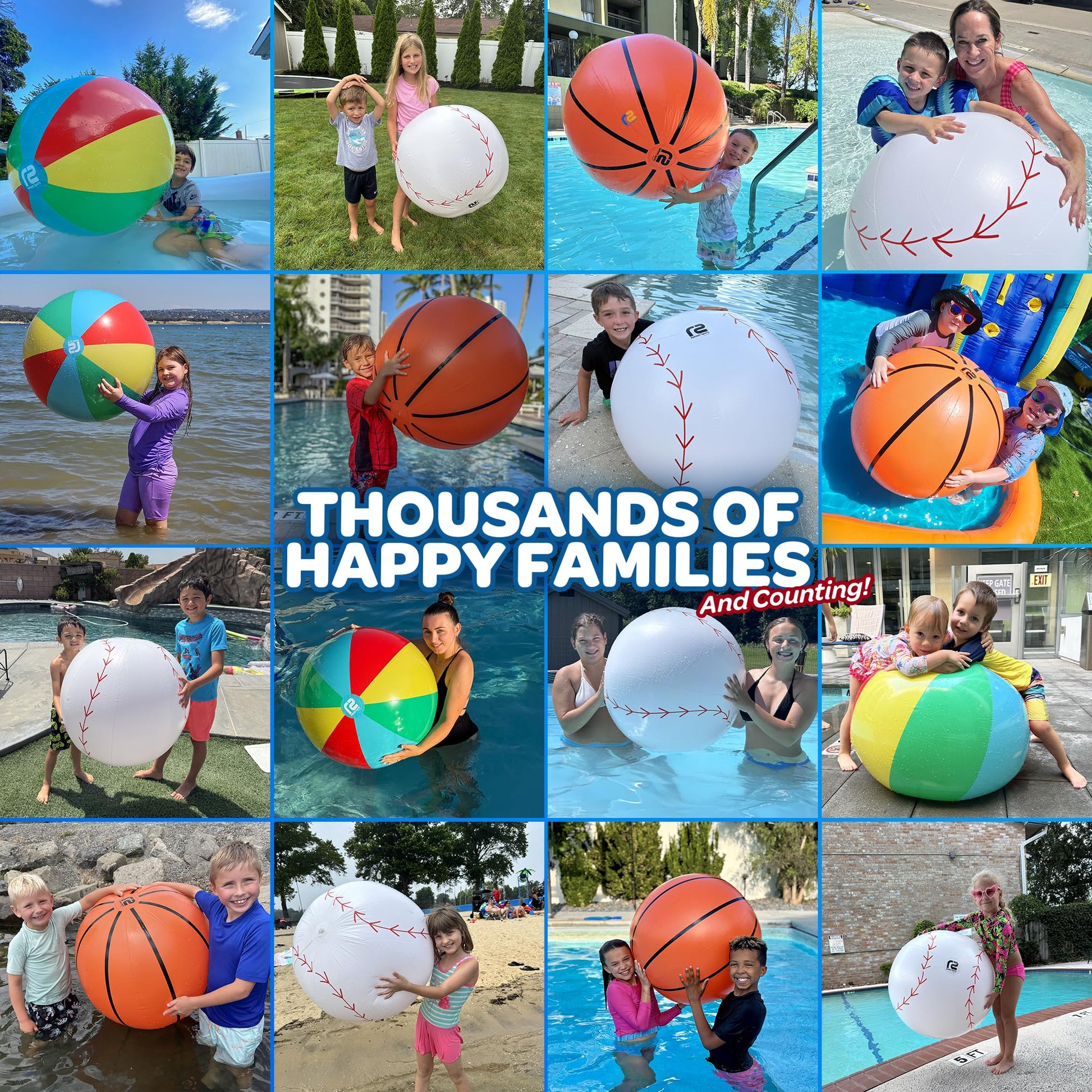 Large Beach Ball for Kids - Best Pool Basketball Giant Beach Ball - Easy Blow Up Big Inflatable Beachball - Fun Pool Toys & Kid Party Favor Gifts