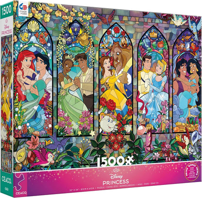 Ceaco - Disney Princess Castle Royal Windows - 1500 Piece Puzzle for Adults