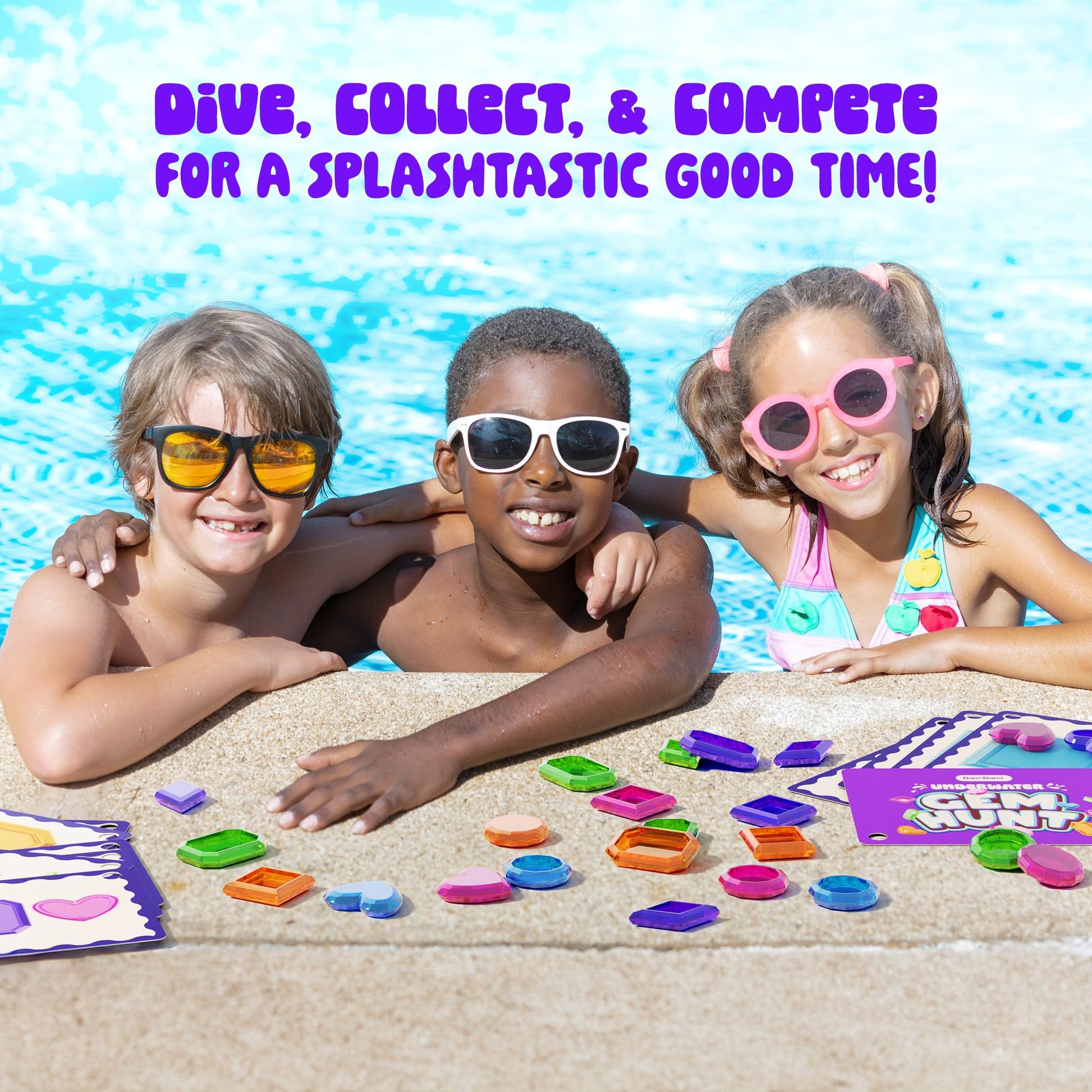 Dan&Darci Pool Gem Hunt Diving Game for Kids - Pools Toys for Kid Ages 6 7 8 9 10 11 12 Year Old - Water Games Swimming Dive Toy - Gifts for Girls