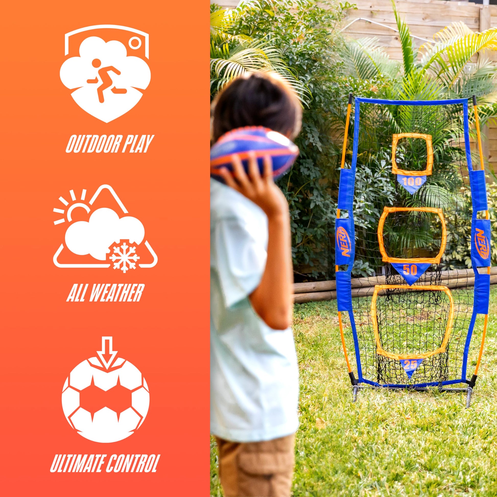 Franklin Sports Nerf Pro Pass Football Passing Target Toss Net