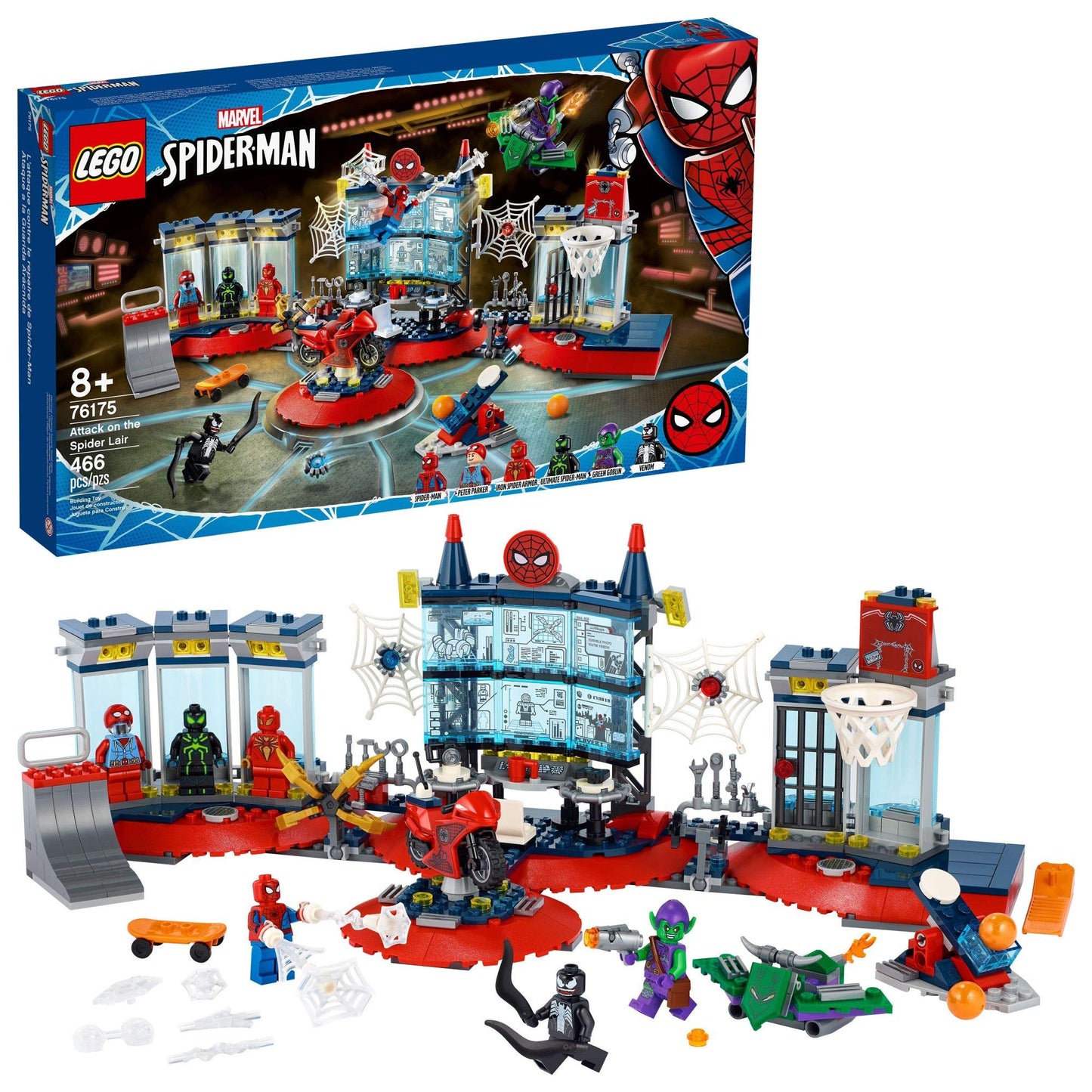 LEGO Marvel Spider-Man Attack on The Spider Lair 76175 Cool Building Toy, Featuring The Spider-Man Headquarters; Includes Spider-Man, Green Goblin