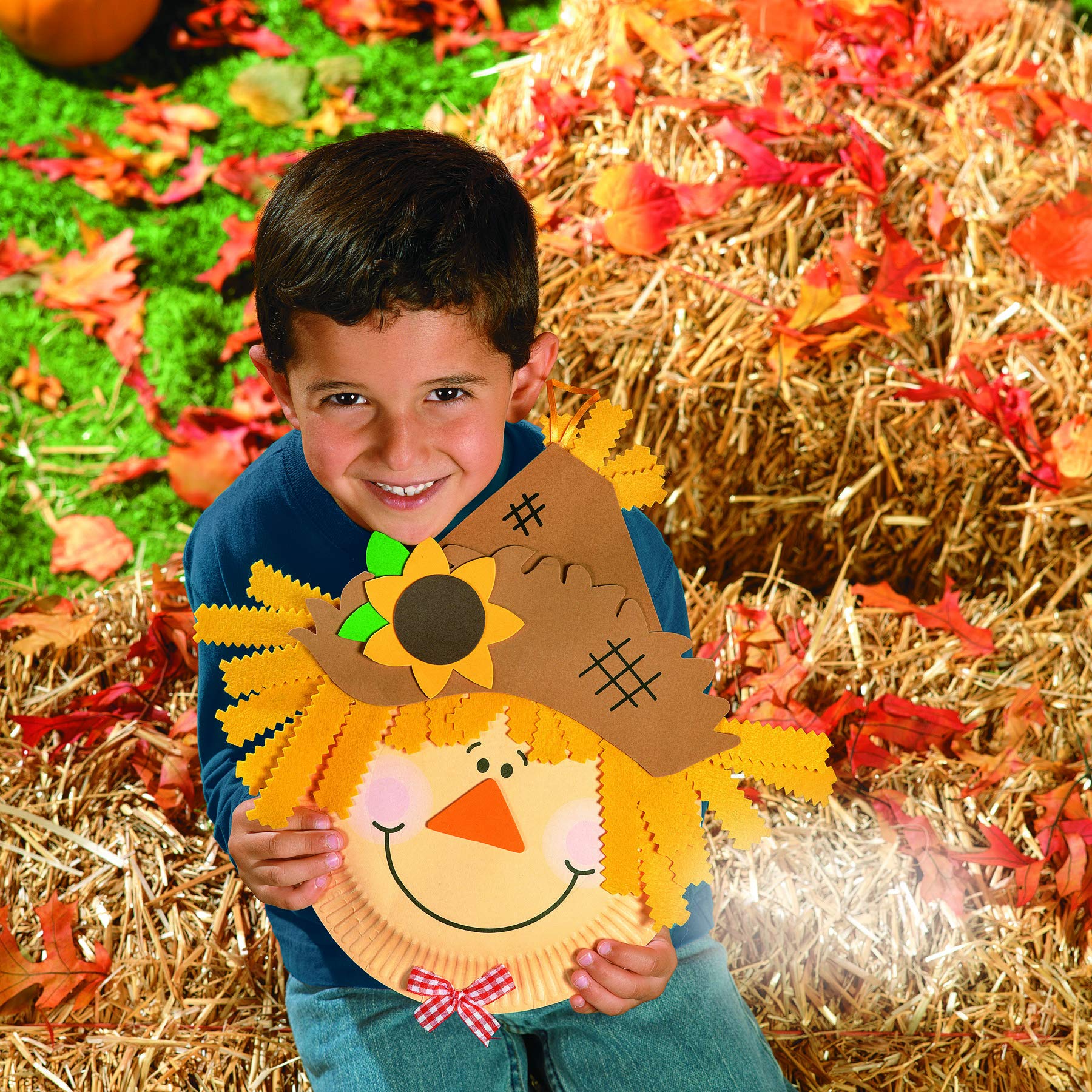 Paper Plate Scarecrow Craft Kit - Makes 12 - Fall Crafts for Kids and Fun Home Activities