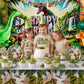 Dinosaur Birthday Decorations for Boys, 150 PCS Jurassic Dino Party Supplies with Backdrop, Dinosaur Balloons, Banner, Tablecloth, Cake Toppers