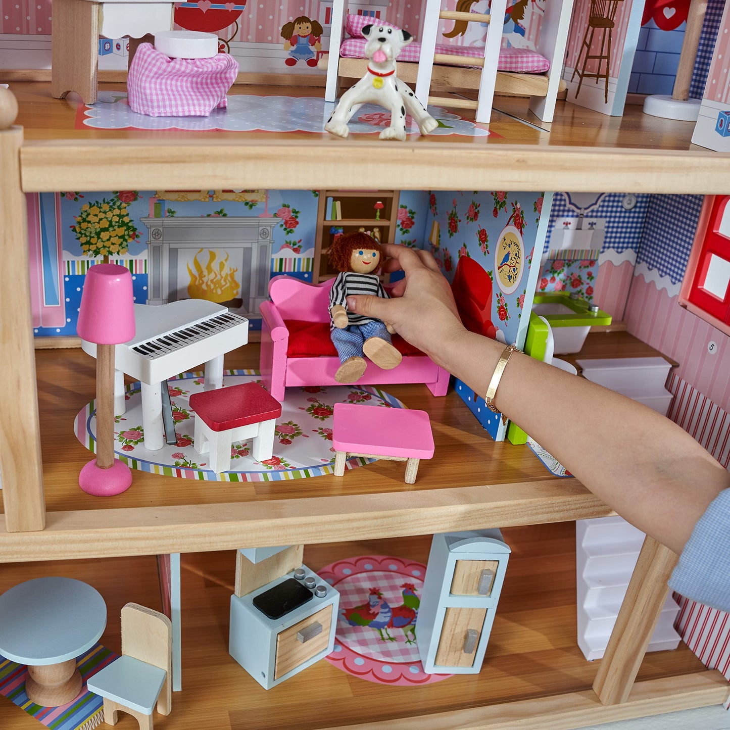 KidKraft Chelsea Doll Cottage Wooden Dollhouse with 16 Accessories