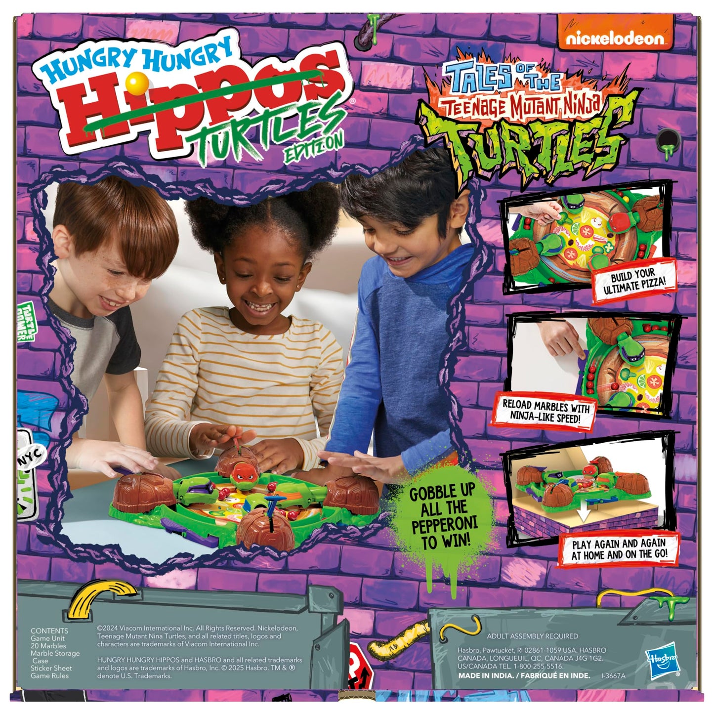 Hungry Hungry Hippos: Teenage Mutant Ninja Turtles Edition Game | Ages 4 and Up | 2 to 4 Players | Kids Board Games | Gifts for Preschoolers | Easter