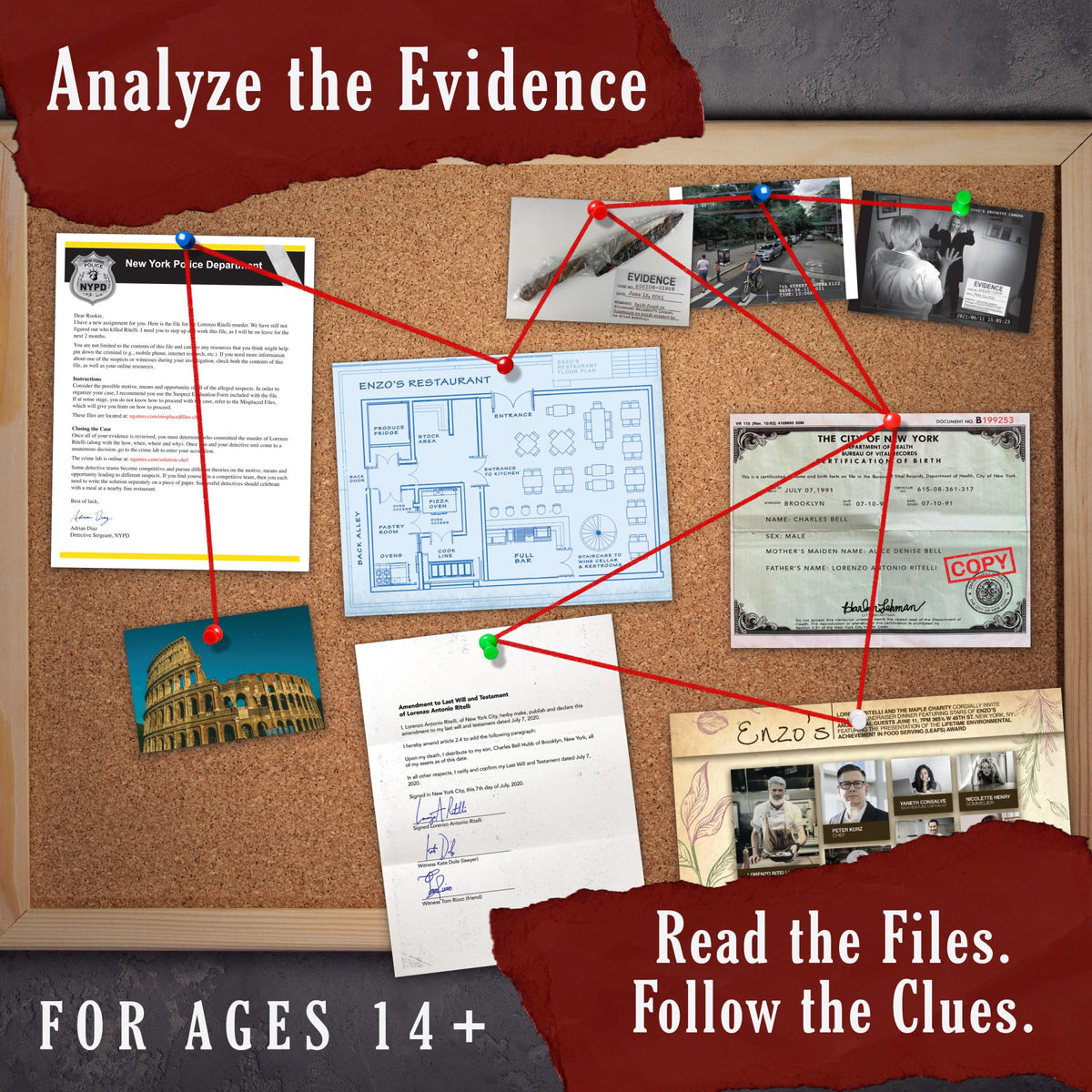 Death by Chef's Knife Case Files Detective Game with Evidence, Ages 14+