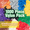1000 Pieces Classic Building Block Bricks - Bulk Value Set- 10 Colors, 9 Sizes & 54 Roof Pcs- Compatible & Tight Fit w All Major Brands - Great