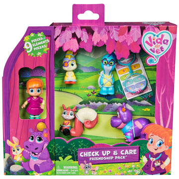 Vida the Vet, Check Up & Care Friendship Pack with 5 Action Figures, Stethoscope, Headlamp and Sticker Sheets, Kids Toys for Girls and Boys Ages 3+
