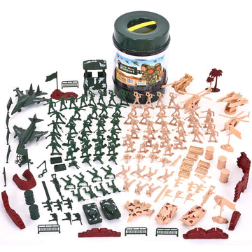 JOYIN 164 Piece Military Soldier Playset Army Men Play Bucket Army Action Figures Battle Group Deluxe Military Playset, Aircrafts, Helicopters, Tanks