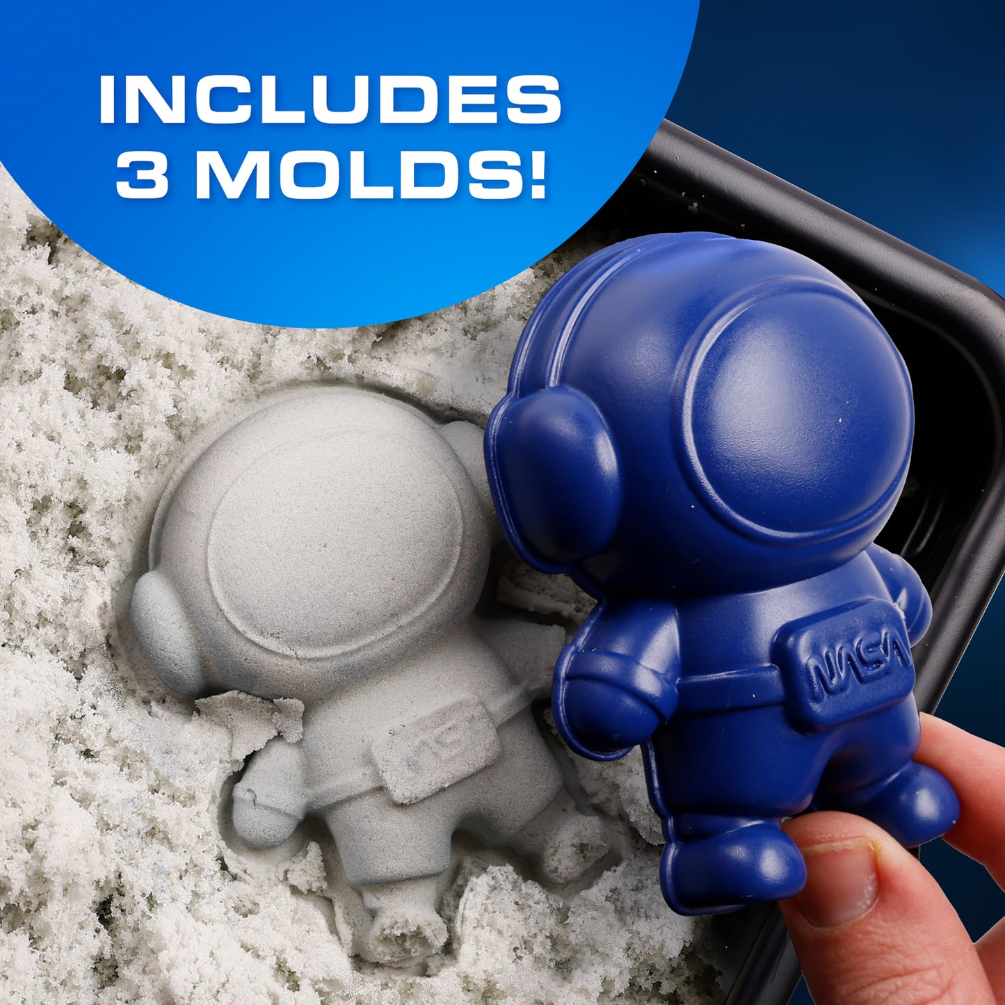 Blue Marble NASA Moon Sand Activity Kit - STEM Educational Sensory Bin Filler with 1.5 lbs Moon Sand, Play Tray, Space Molds, Astronaut Figure