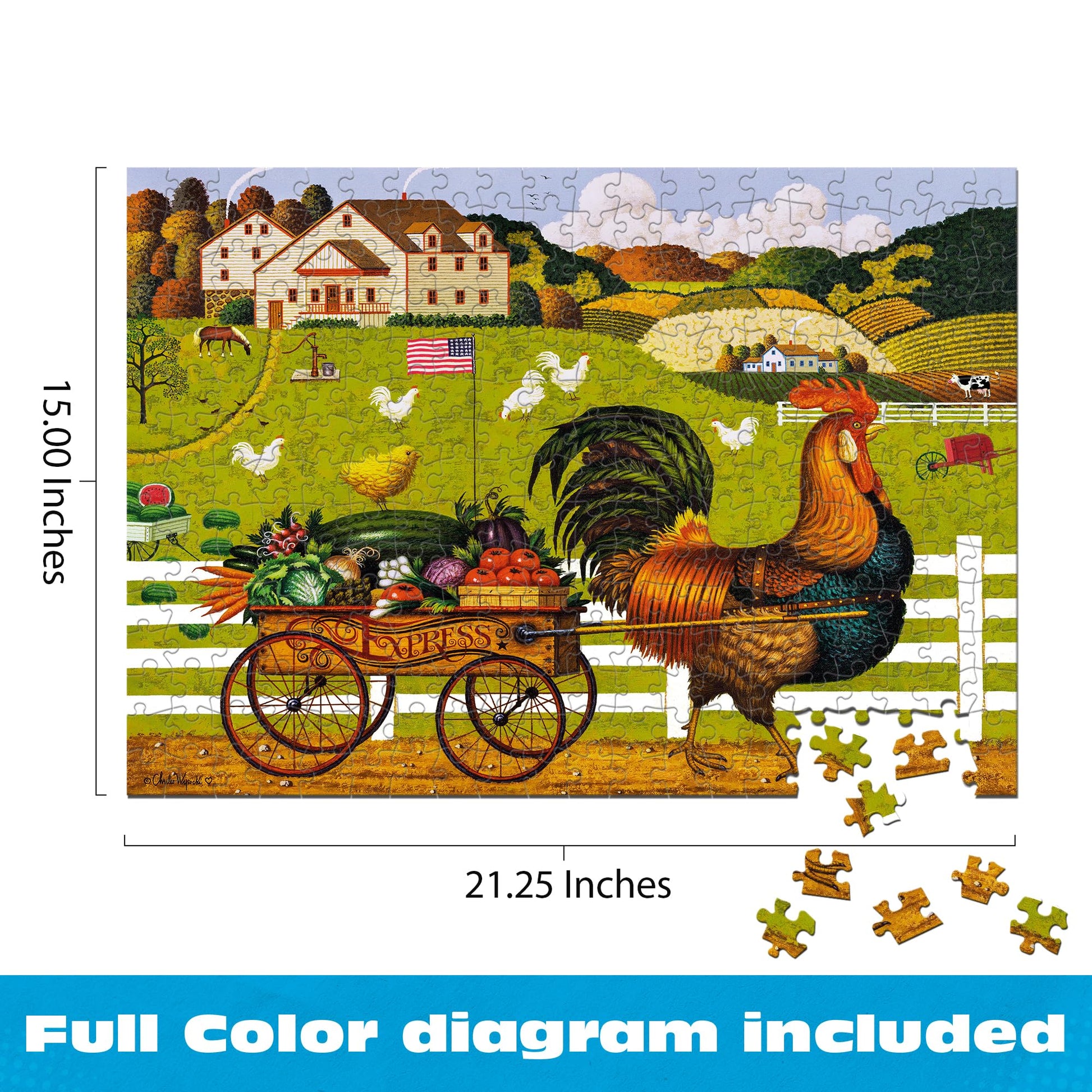 Buffalo Games - Charles Wysocki - Rooster Express - 300 Piece Jigsaw Puzzle