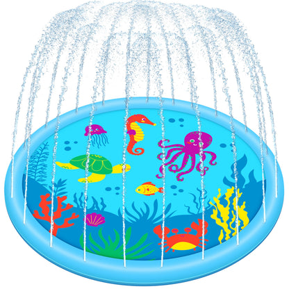 SLOOSH 60" Splash Pad Water Toys - Sprinkler Mat for Toddler Kids Baby Play Water Games Pool Fun, Summer Outdoor Garden Lawn Backyard Party Supplies