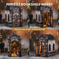 DIY Book Nook Kit, Dragons Treasure Labyrinth Miniature House Kit for Adults - 3D Wooden Puzzle Bookshelf Insert with LED Light, Touch Switch