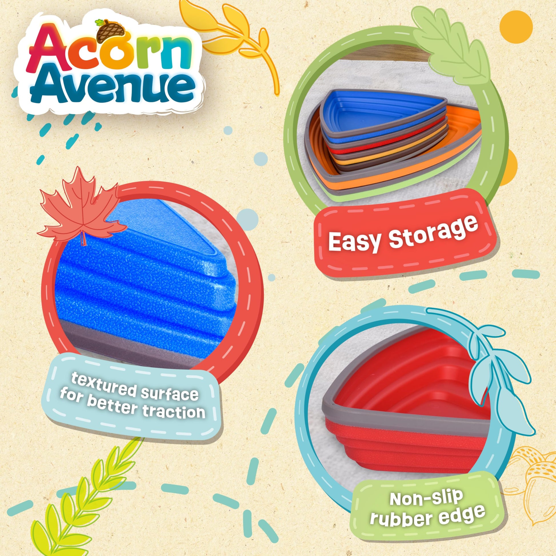 Kids Balance Stepping Stones (6 Pack), Non-Slip, Gross Motor Skills & Indoor/Outdoor Play, Jumping Stones Steps Stones, Obstacle Course Coordination