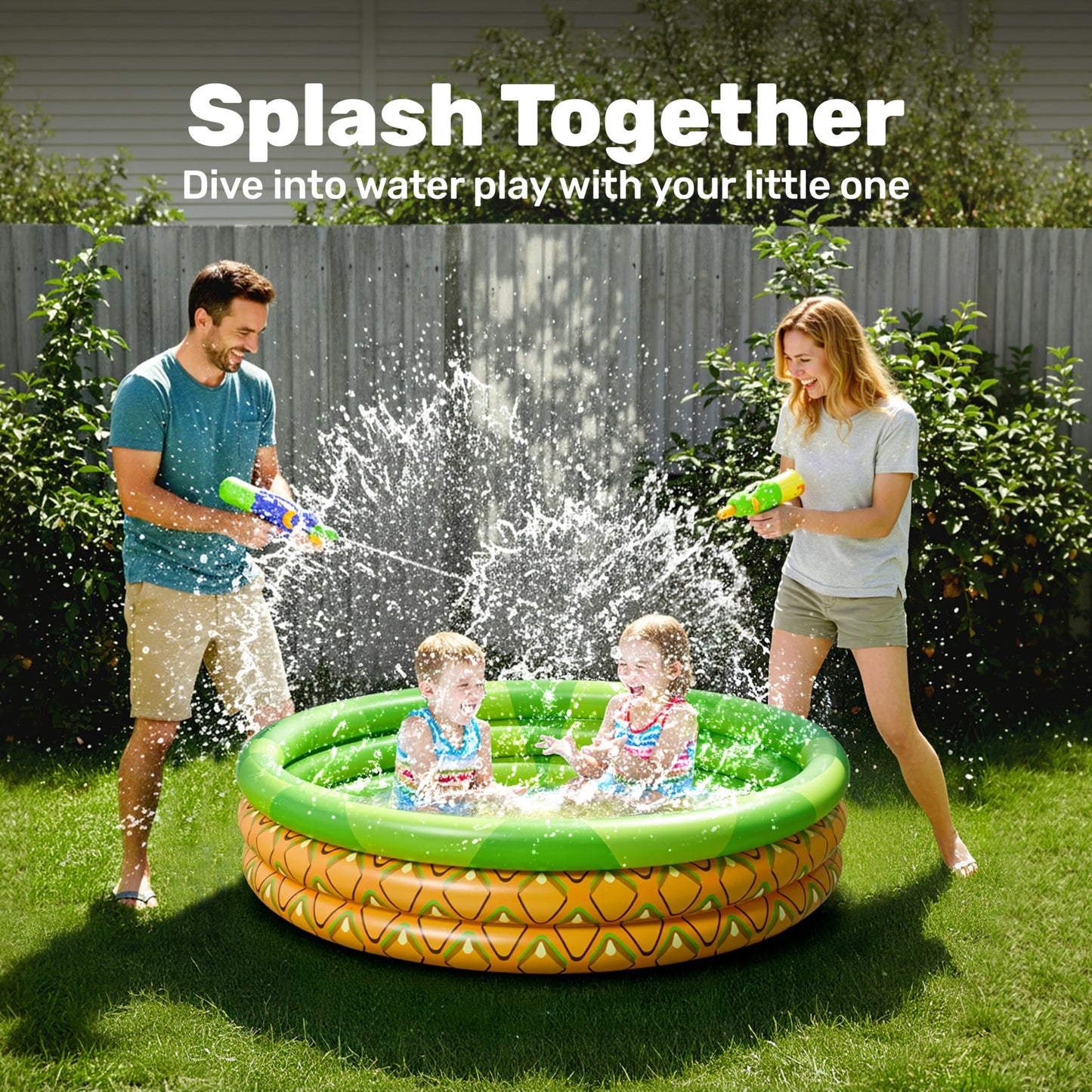 3 Pack 45" X 10" Inflatable Kiddie Pools, Watermelon & Pineapple & Cupcake Swimming Pool for Kids Seasonal Merriment, Indoor&Outdoor Water Pool Baby