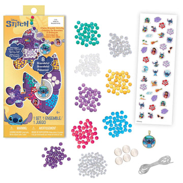 Tara Toys Disney Stitch Charm Bracelet Activity Set - 408-Piece Jewelry Kit for Girls with Beads, Charms & Cords - DIY Friendship Bracelet Craft