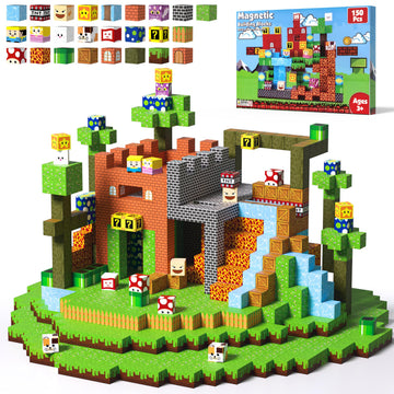 Innovakids Magnetic Blocks - 150 PCS Magnets Game-Based Building Block for Ages 3,4,5,6,7,8,9,10,11 Kids Birthday Toy Sets Present, Stacking Cubes