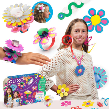 Clixo Sparkle Pack - 34-Piece Magnetic Building Set with Holographic Patterns | Create Necklaces, Bracelets & Headpieces | Flexible STEAM Toy for Kids