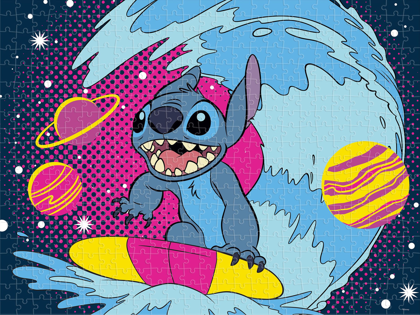 Prime 3D Stitch Surfing Puzzle - 200 Piece 3D Lenticular Jigsaw for Kids & Families, 24"x18" Fun Motion Activity, Official Disney Gift