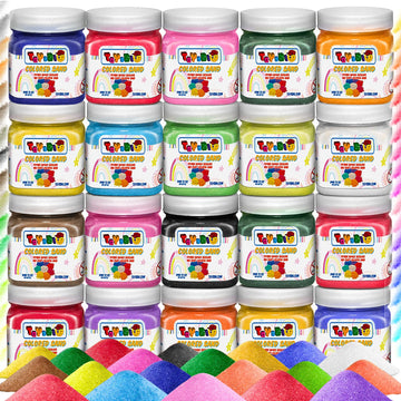 Toyssio Sand for Sand Art [ 20 Colors: 15 lbs ] Colored Sands Bulk, Delightful Sands Art Fun for Crafts, Parties, Children, Nice Colorful Fun Sandy