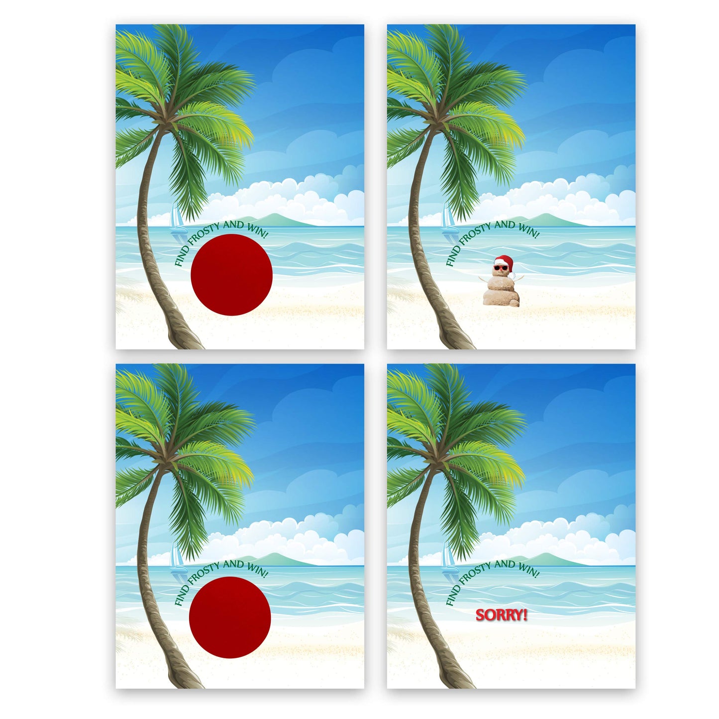 My Scratch Offs Christmas in July Scratch Off Game Cards - 26 Pack of Summer Holiday Party Games - Palm Tree Santa