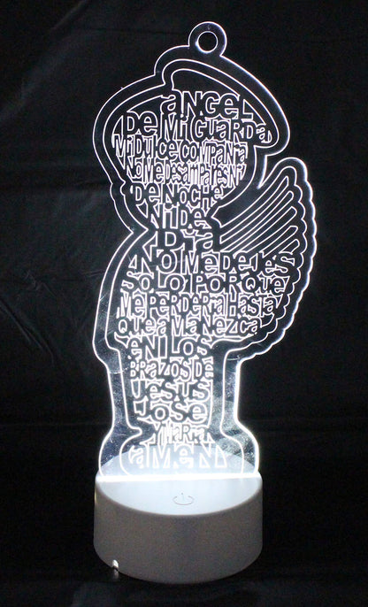 6 LED Multi Color Guardian Angel Wings Boy Girl Stand Laser Cutout Wooden Baptism Centerpiece First Communion Quinceañera Children Kids Party Favors