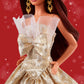 Barbie Signature 2025 Holiday Fashion Doll with Dark Brown Hair Wearing Silver & Gold Gown, Seasonal Collectible Includes Displayable Packaging & Doll