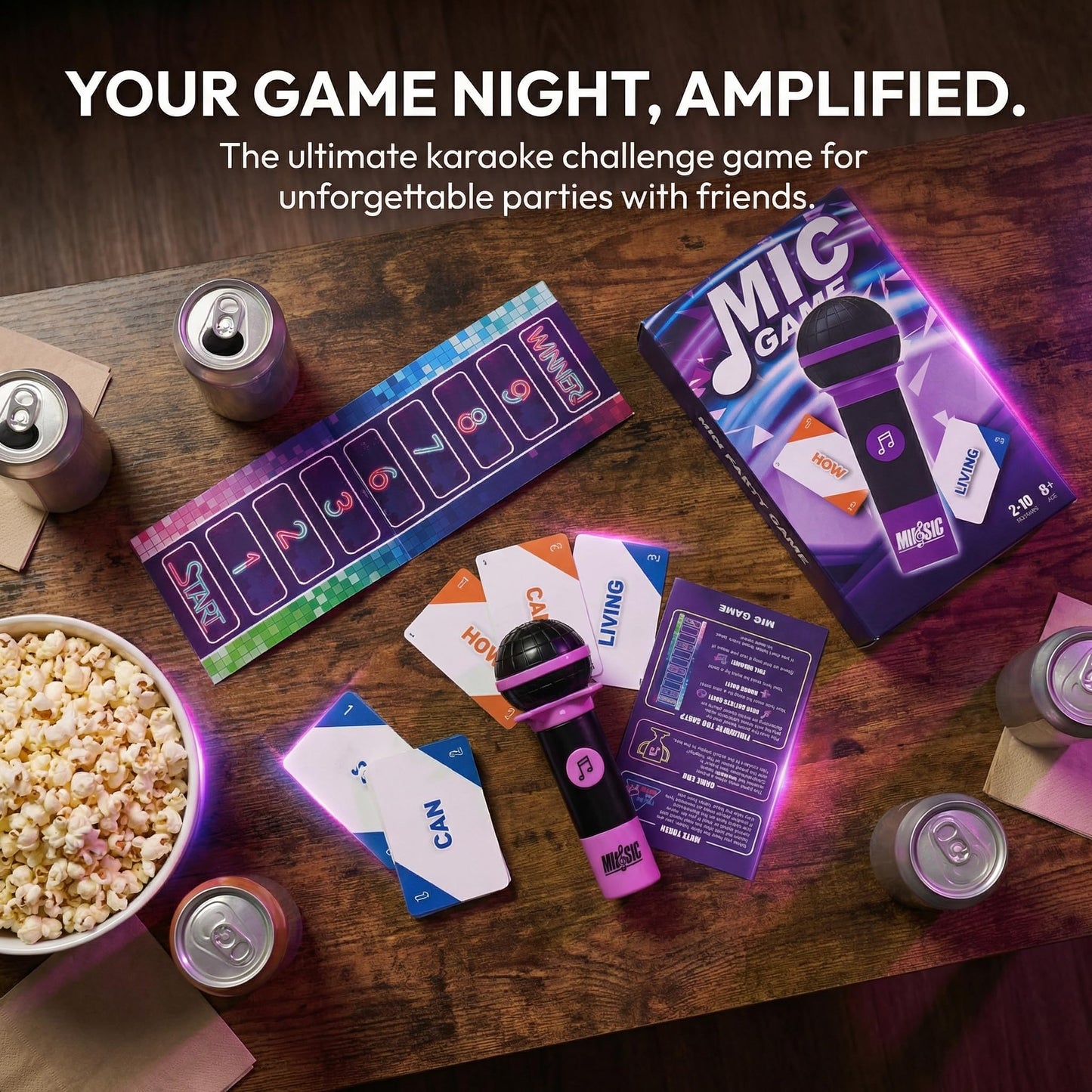 ATG Mic Karaoke Party Game - Hilarious Singing Challenge for Families & Friends with 250 Song Lyrics - Perfect for Game Nights & Birthday Parties 8
